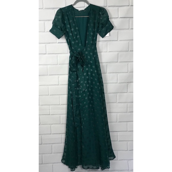 polka dot maxi wrap dress